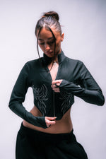 Tribal Funnel Neck Zip Top
